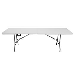 MESA PLASTICA BLANCA ESTRUCTURA DE CAÑO GRIS 244CM